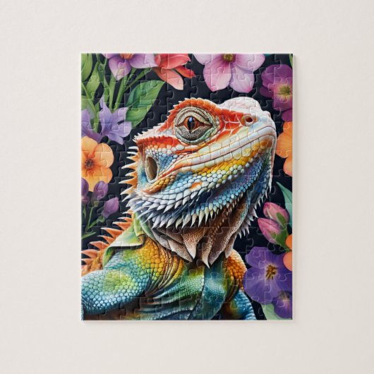 Bearded Dragon Lizard Family Pet Portrait Puzzle (Vertikal)