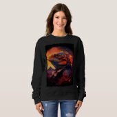Bearded Dragon mountains sunset lizard retro 70s v Sweatshirt (Vorne ganz)