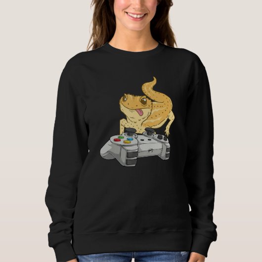 Bearded Dragon Playing Video Game Reptile Lizard Sweatshirt (Vorderseite)