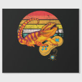 Bearded Dragon Playing Video Game Reptiles Pagona Geschenkpapier (Flach)