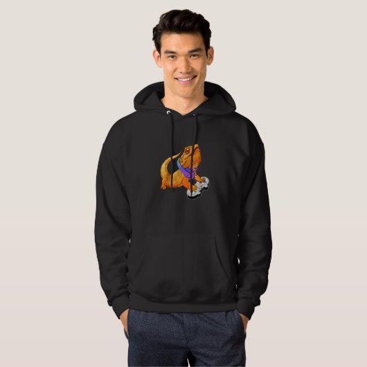 Bearded Dragon Playing Video Games Gamer Boy Men Hoodie (Vorne ganz)