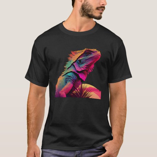 Bearded Dragon Pogona Lizard Vaporwave T-Shirt (Vorderseite)