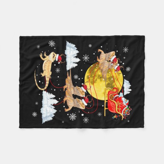 Bearded Dragon Reindeer Christmas Pajama Santa Xma Fleecedecke (Vorderseite (Horizontal))
