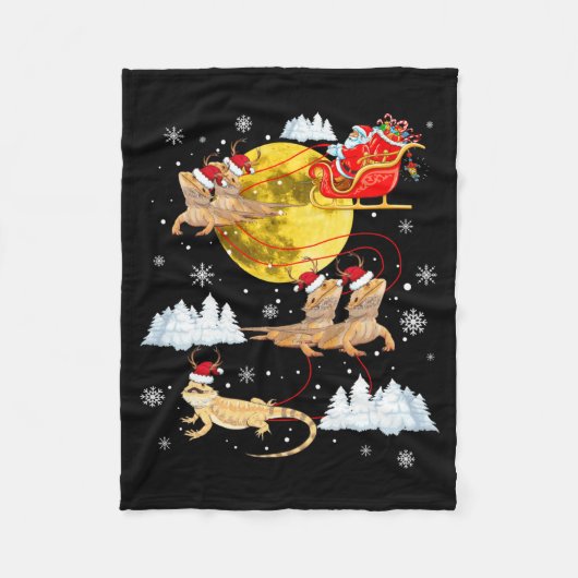 Bearded Dragon Reindeer Christmas Pajama Santa Xma Fleecedecke (Vorderseite)