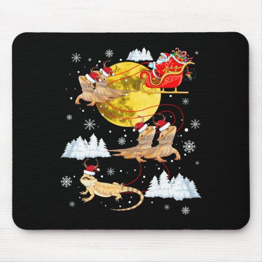 Bearded Dragon Reindeer Christmas Pajama Santa Xma Mousepad (Vorne)