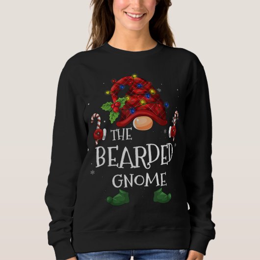 Bearded Elf Buffalo Plaid Christmas Tree Light Sweatshirt (Vorderseite)