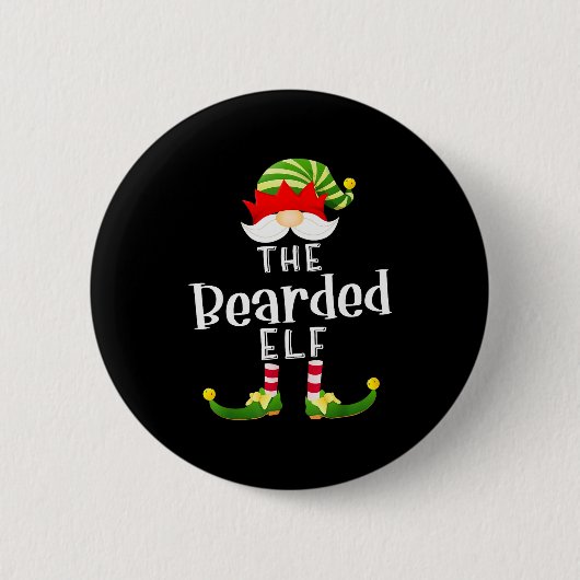 Bearded Elf Group Christmas Funny Pajama Party Button (Vorderseite)