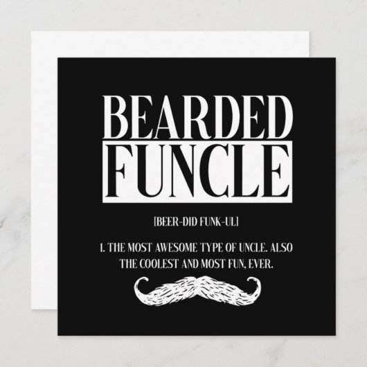 Bearded Funcle Uncle Nephew Niece Godfather Gift Einladung (Vorne/Hinten)
