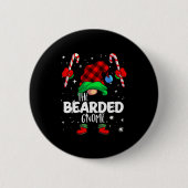 Bearded Gnome Red Buffalo Plaid Matching Family Ch Button (Vorderseite)