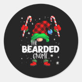 Bearded Gnome Red Buffalo Plaid Matching Family Ch Runder Aufkleber (Vorderseite)