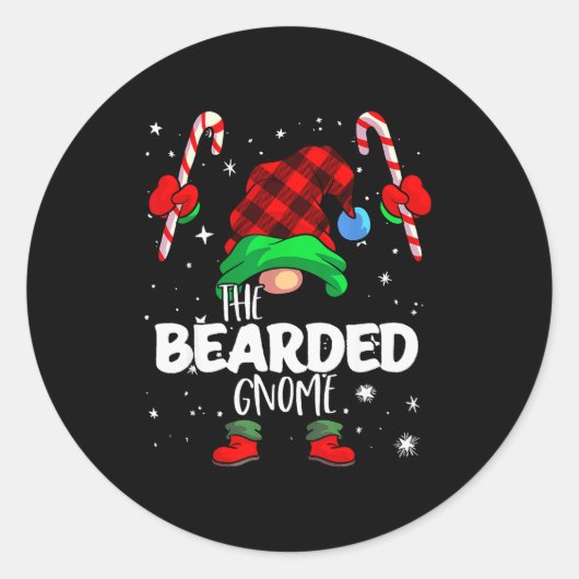 Bearded Gnome Red Buffalo Plaid Matching Family Ch Runder Aufkleber (Vorderseite)
