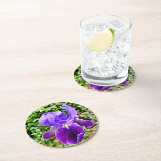 Bearded Iris Runder Pappuntersetzer (Vor Ort)