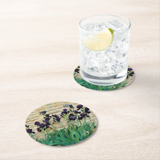 Bearded Iris Runder Pappuntersetzer (Vor Ort)