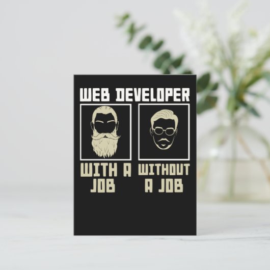Bearded IT Developer Nerd Programmer Coder Postkarte (Stehend Vorderseite)