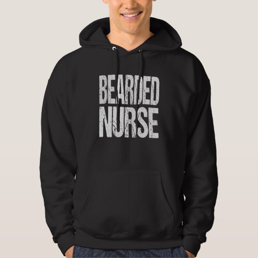 Bearded Nurse with Large Distressed Letters Men Hoodie (Vorderseite)