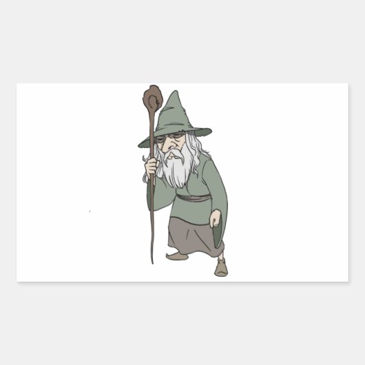 Bearded Wizard mit Assistenten Rechteckiger Aufkleber (Vorderseite)