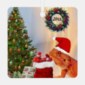 Beardie-Claus Bartded Dragon Ornament Aus Metall (Rückseite)