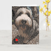 Beardie Happy Birthday Card Karte (Gelbe Blume)