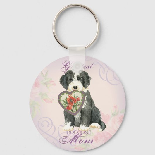 Beardie Heart Mama Schlüsselanhänger (Vorderseite)