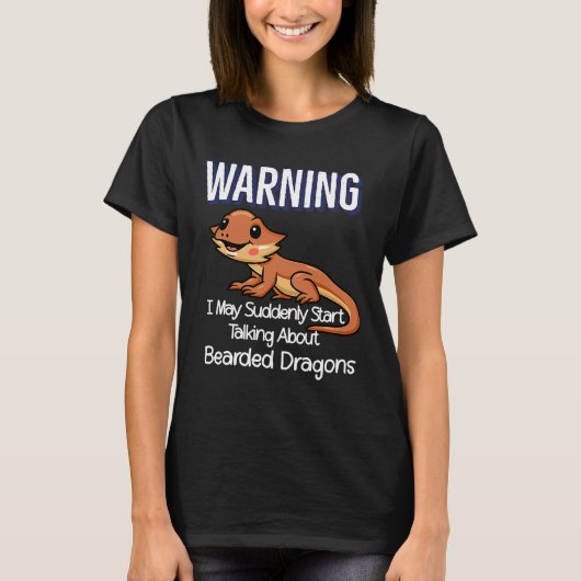 Beardie Mom Niedlich Lizard Warning Zitat Bearded  T-Shirt (Vorderseite)