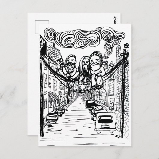 Beards auf einem Draht Postkarte (Vorne/Hinten)