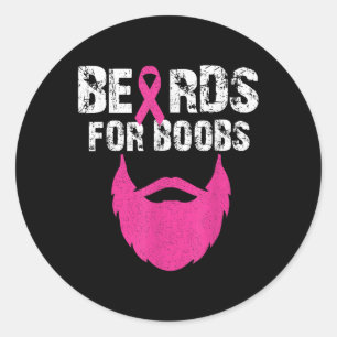 Beards für S Brustkrebs-T-Shirt Runder Aufkleber