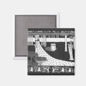 Beardsley Art Nouveau Black and White Woman Magnet (Vorderseite/Rückseite)