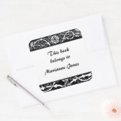 Beardsley Border Elegant Exlibris Quadratischer Aufkleber (Umschlag)