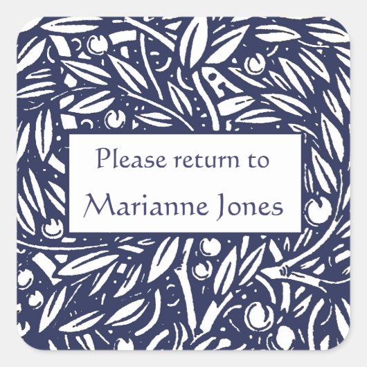 Beardsley Border Elegantes Buchzeichen Quadratischer Aufkleber (Vorderseite)