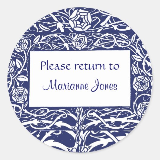 Beardsley Border Elegantes Buchzeichen Runder Aufkleber (Vorderseite)