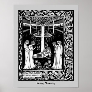 Beardsley Four Queens Lancelot Vintag Art Poster