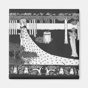 Beardsley Kunst Nouveau Schwarzweiss-Frau Magnet