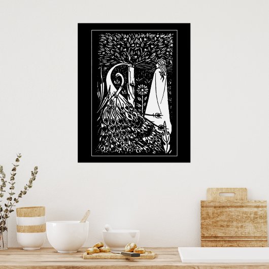 Beardsley Lady & Peacocks Poster Print (Küche)