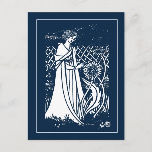 Beardsley Lady & Sonnenblumen Post Card Postkarte (Vorderseite)