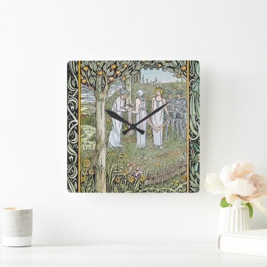 Beardsley: Morte D'Arthur Quadratische Wanduhr (Zuhause)