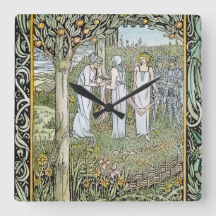 Beardsley: Morte D'Arthur Quadratische Wanduhr