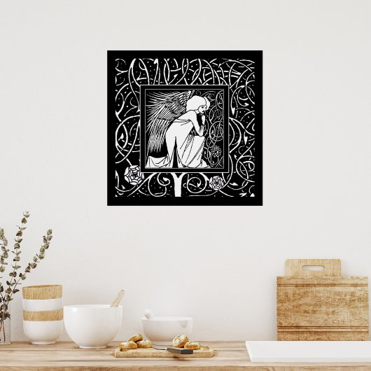 Beardsley Nouveau Angel Poster Print (Küche)