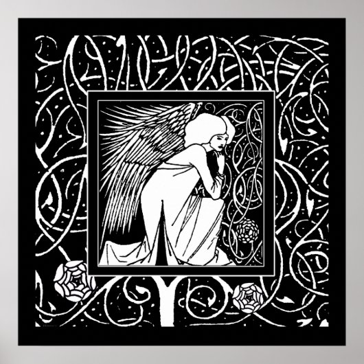 Beardsley Nouveau Angel Poster Print (Vorne)