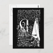 Beardsley Nouveau Lady & Peacocks Post Card Postkarte (Vorne/Hinten)