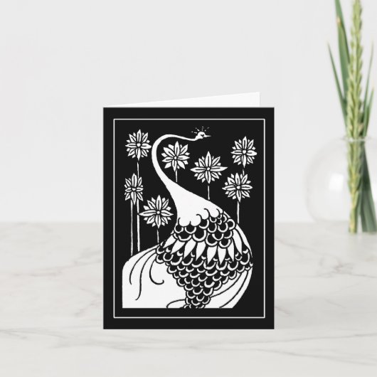 Beardsley Nouveau Peacock Note Card Karte (Vorderseite)