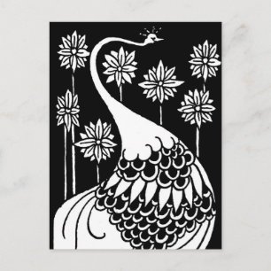 Beardsley Peacock Post Card Postkarte