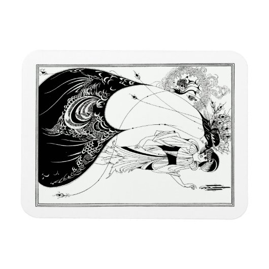 Beardsley Peacock Skirt Vintag Style Magnet (Horizontal)