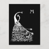 Beardsley Peacocks Pair Monogram Post Card Postkarte (Vorderseite)