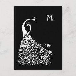 Beardsley Peacocks Pair Monogram Post Card Postkarte