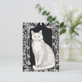Beardsley Style Cat Postcard Postkarte (Stehend Vorderseite)