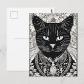 Beardsley Style Cat Postcard Postkarte (Vorne/Hinten)