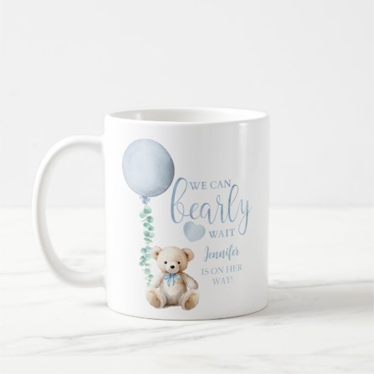 Beare Wait Blue Teddy Bear Baby Dusche Tasse (Links)