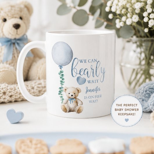 Beare Wait Blue Teddy Bear Baby Dusche Tasse