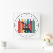 Bearish market | Trader | Simple design Quadratische Wanduhr (Zuhause)