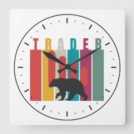 Bearish market | Trader | Simple design Quadratische Wanduhr